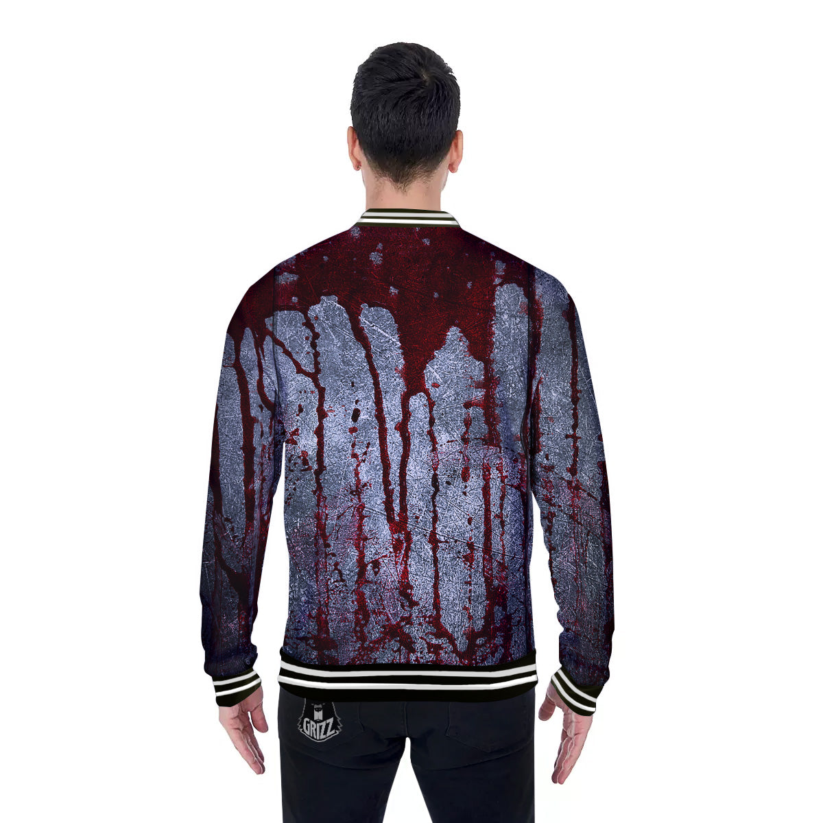Bloody Metal Wall Print Baseball Jacket-grizzshop