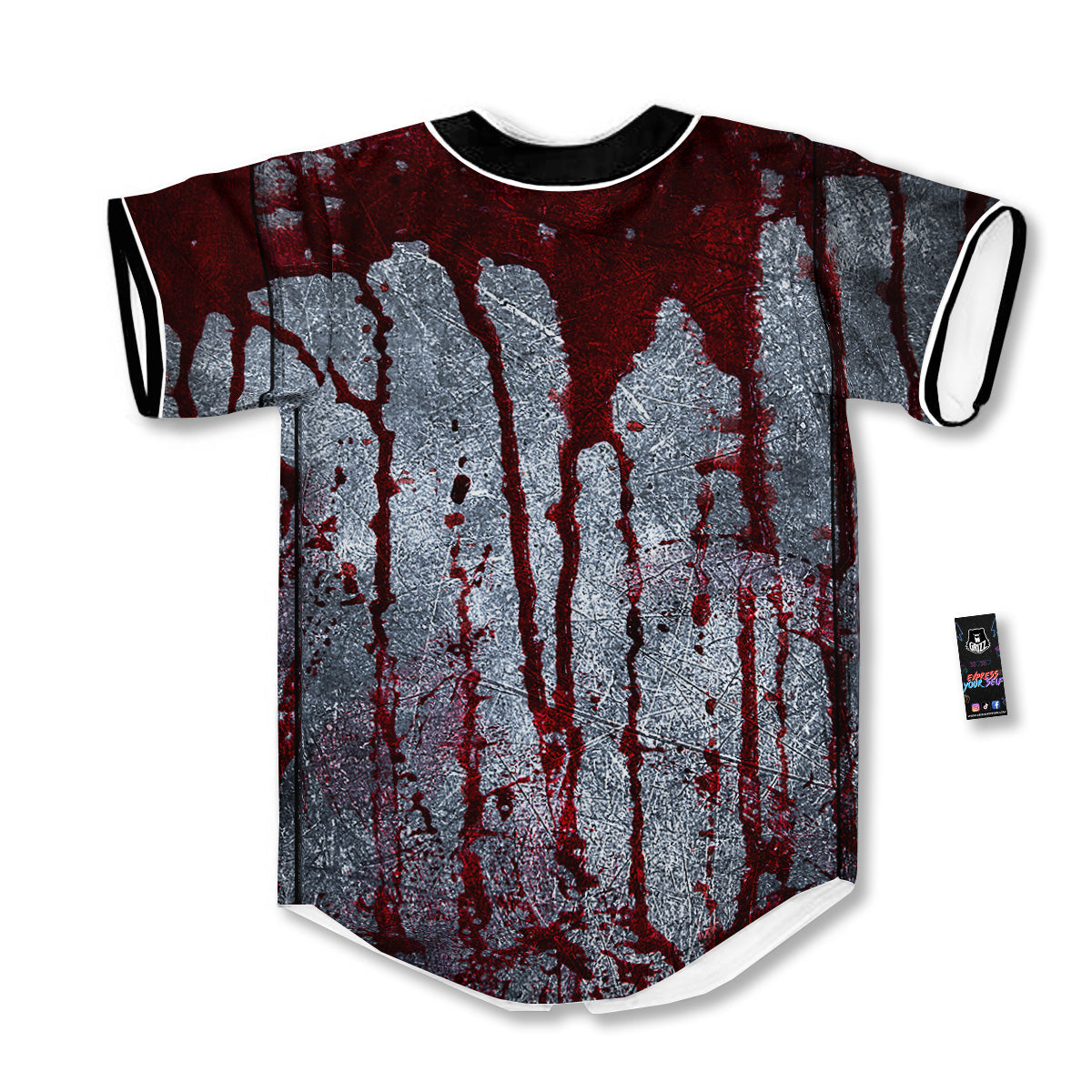 Bloody Metal Wall Print Baseball Jersey-grizzshop