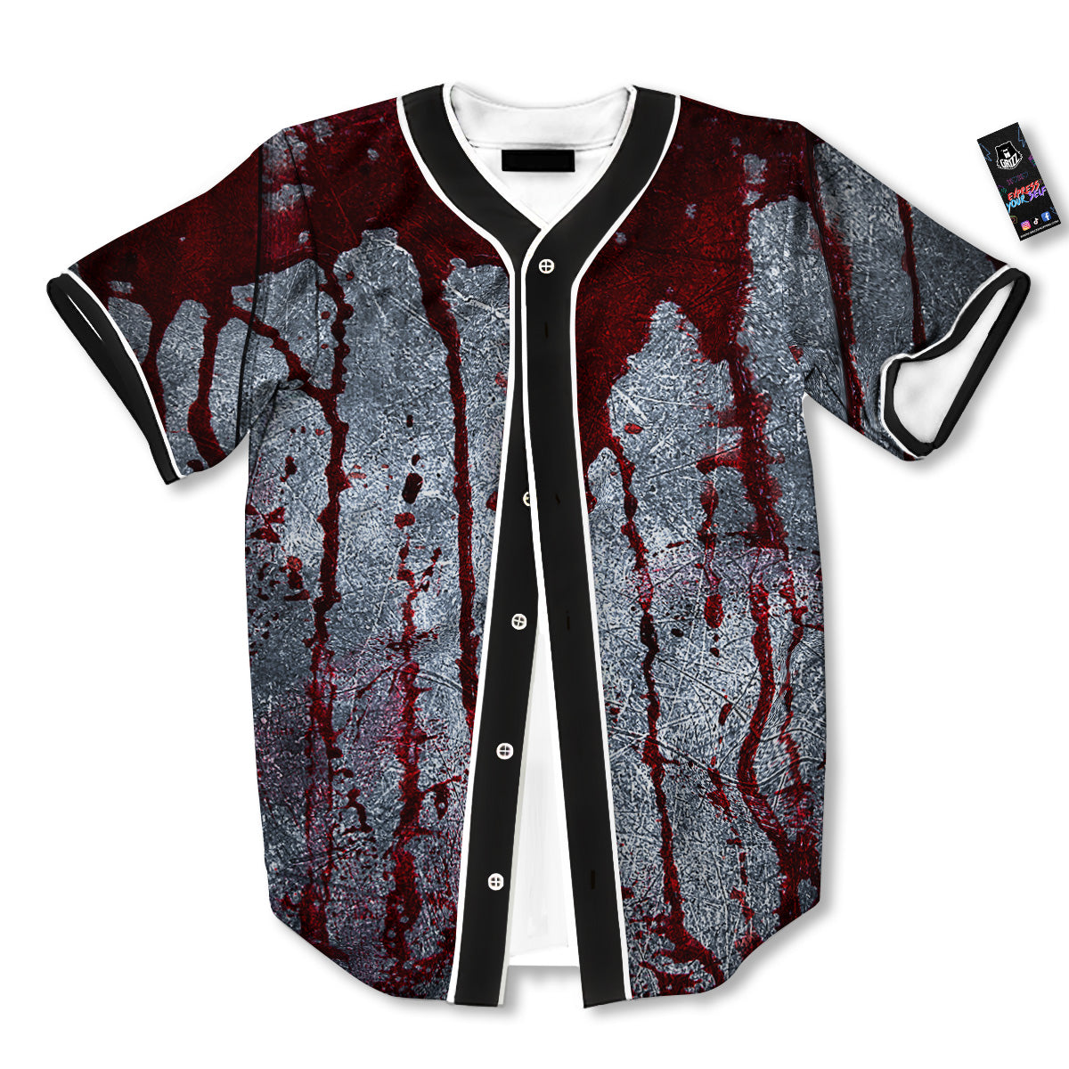 Bloody Metal Wall Print Baseball Jersey-grizzshop
