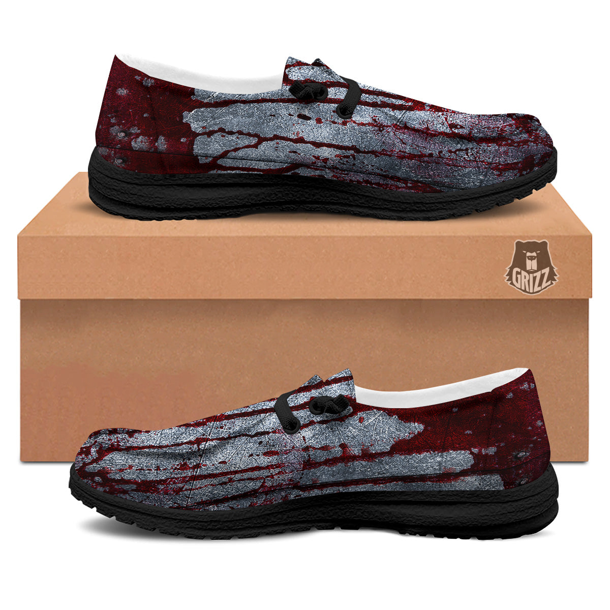 Bloody Metal Wall Print Black Loafers-grizzshop