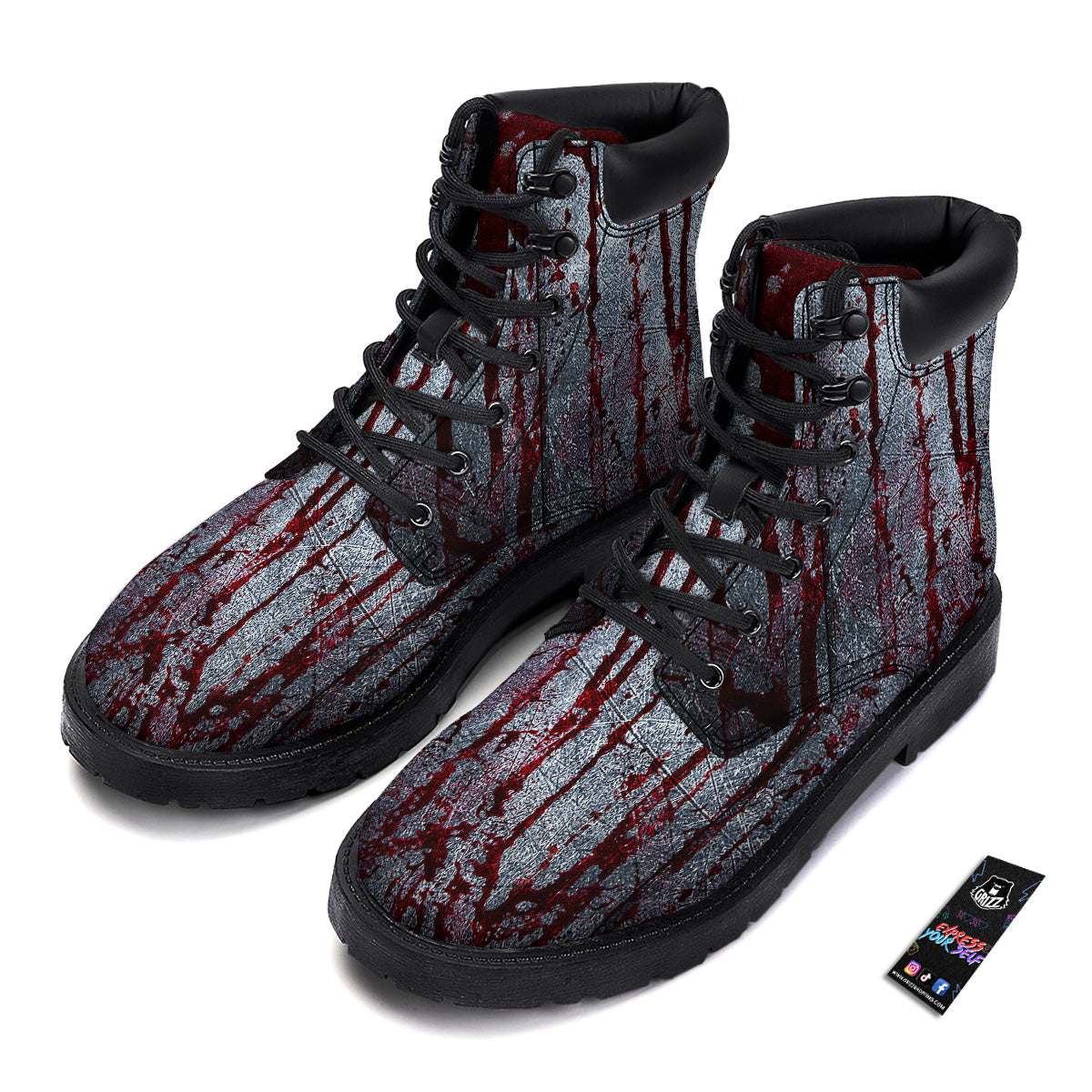 Bloody Metal Wall Print Boots-grizzshop