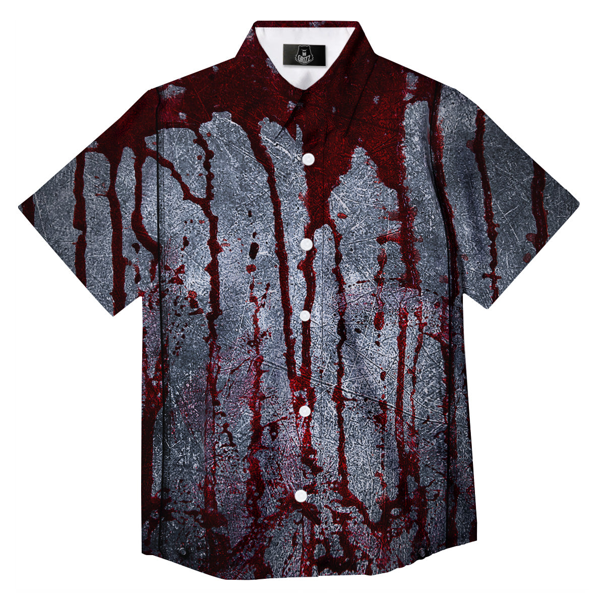 Bloody Metal Wall Print Button Up Shirt-grizzshop