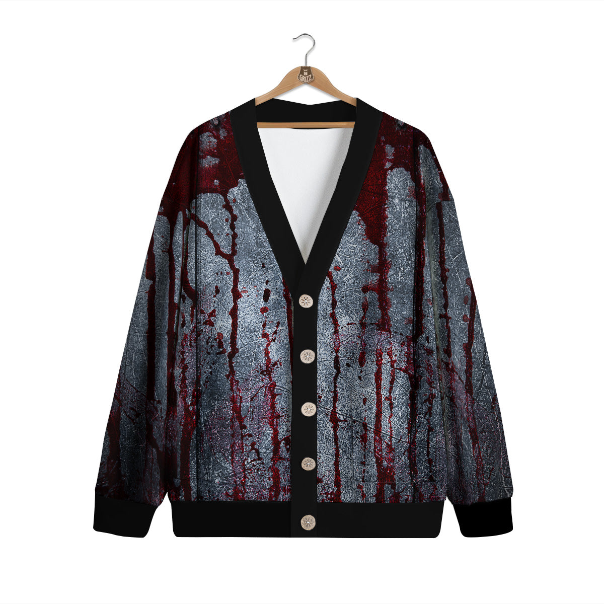 Bloody Metal Wall Print Cardigan-grizzshop