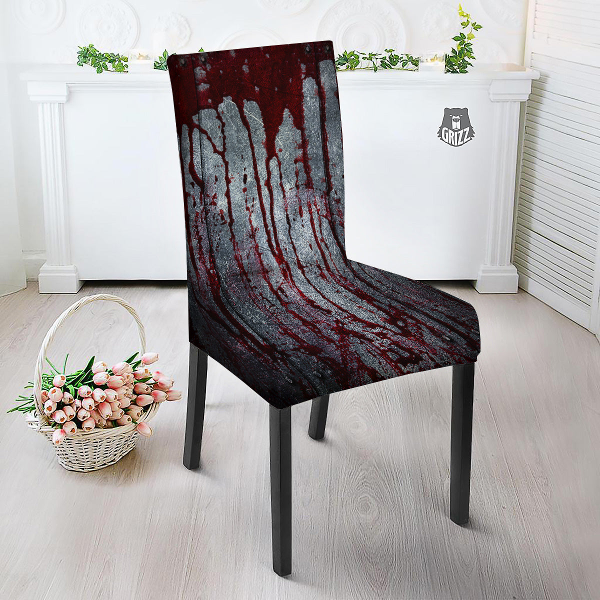 Bloody Metal Wall Print Dining Chair Slipcover-grizzshop