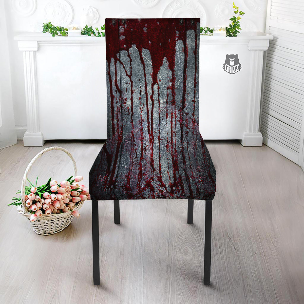Bloody Metal Wall Print Dining Chair Slipcover-grizzshop