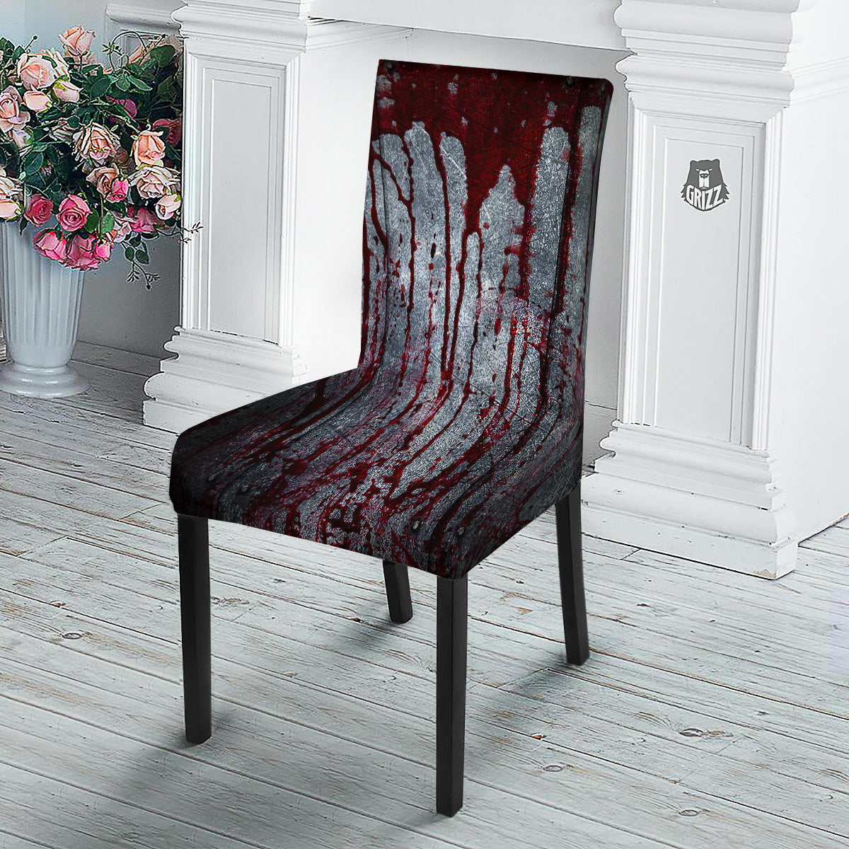 Bloody Metal Wall Print Dining Chair Slipcover-grizzshop