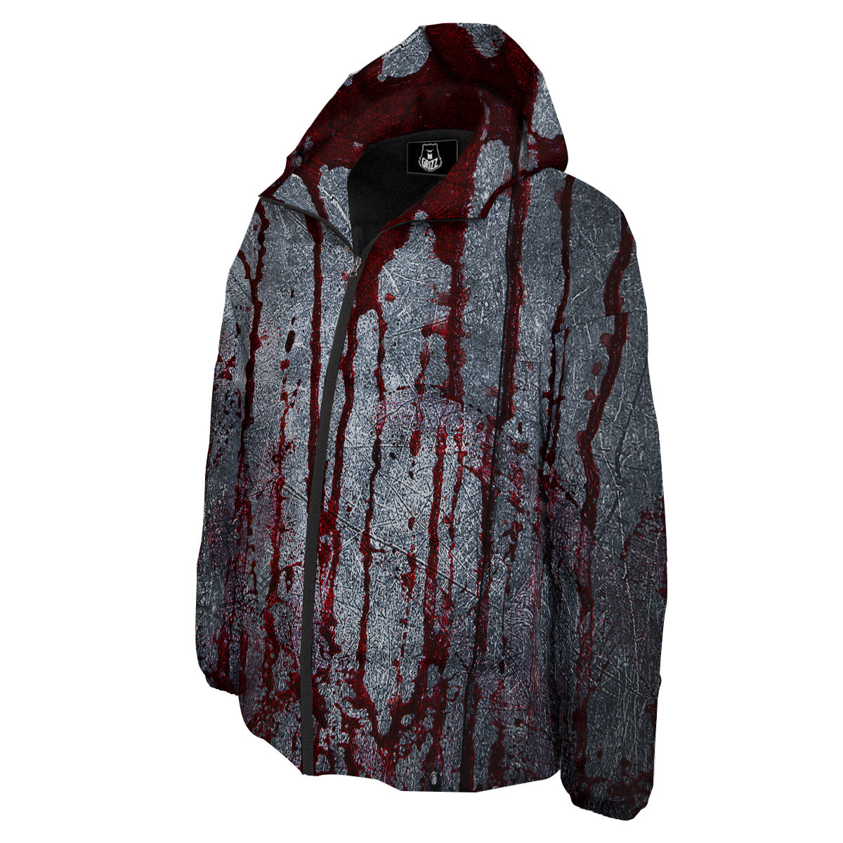 Bloody Metal Wall Print Down Jacket-grizzshop