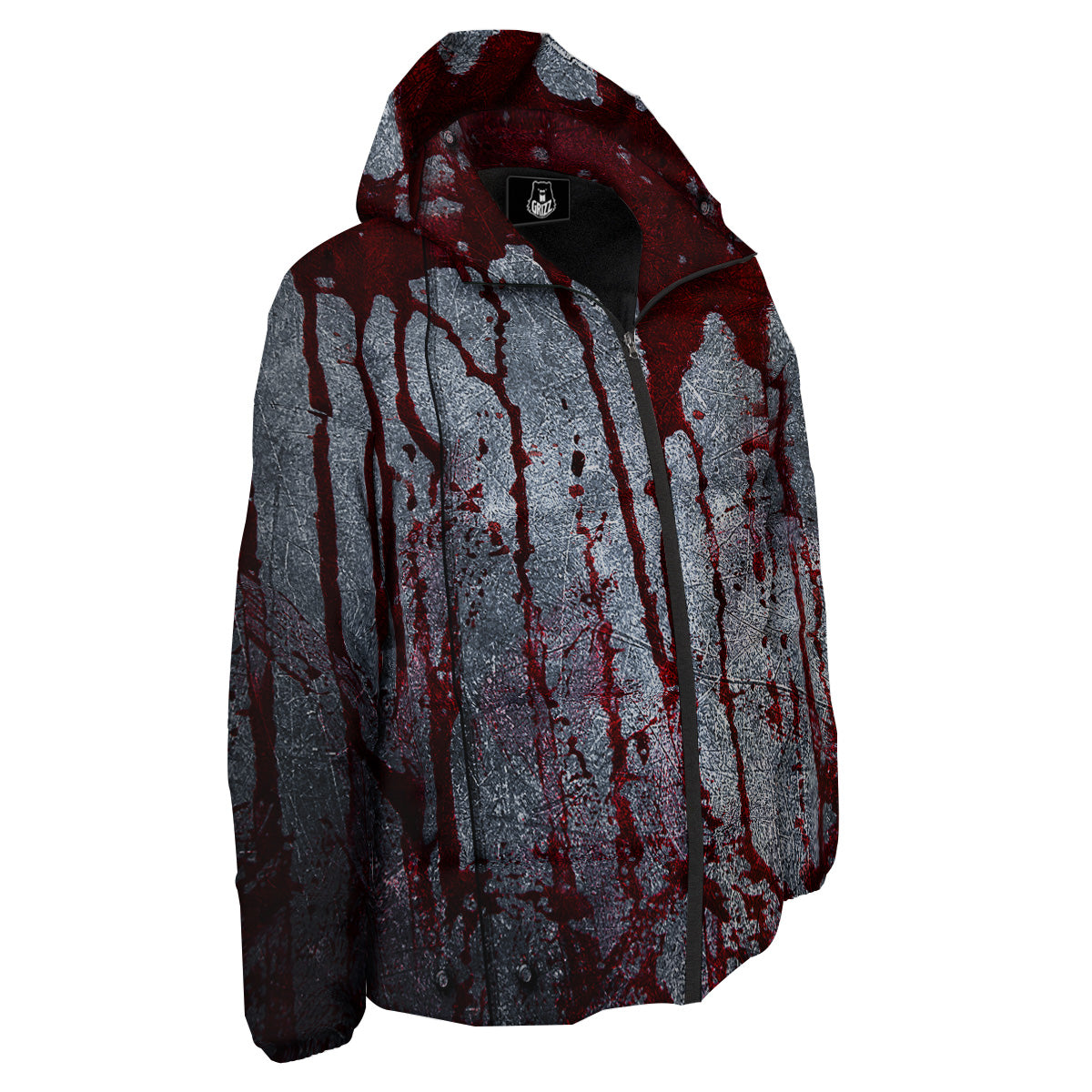 Bloody Metal Wall Print Down Jacket-grizzshop