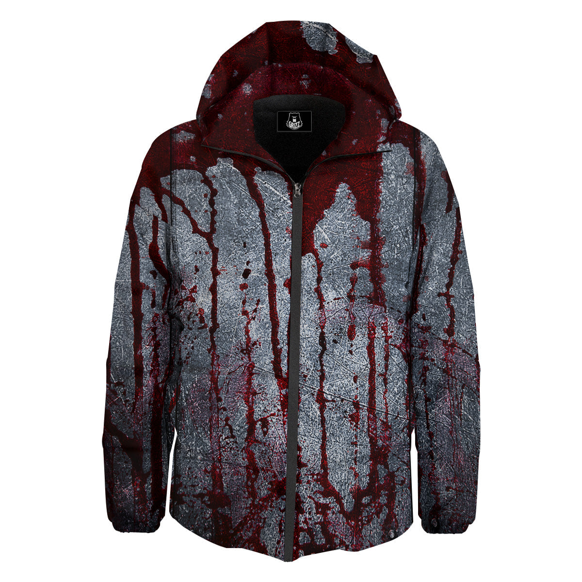 Bloody Metal Wall Print Down Jacket-grizzshop