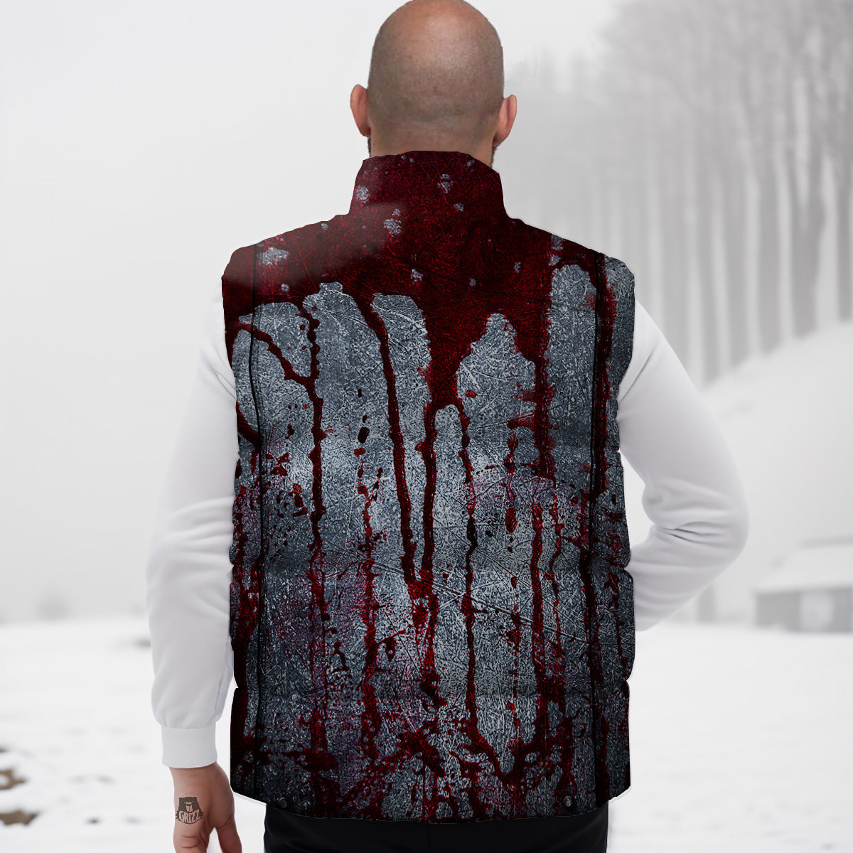 Bloody Metal Wall Print Down Vest