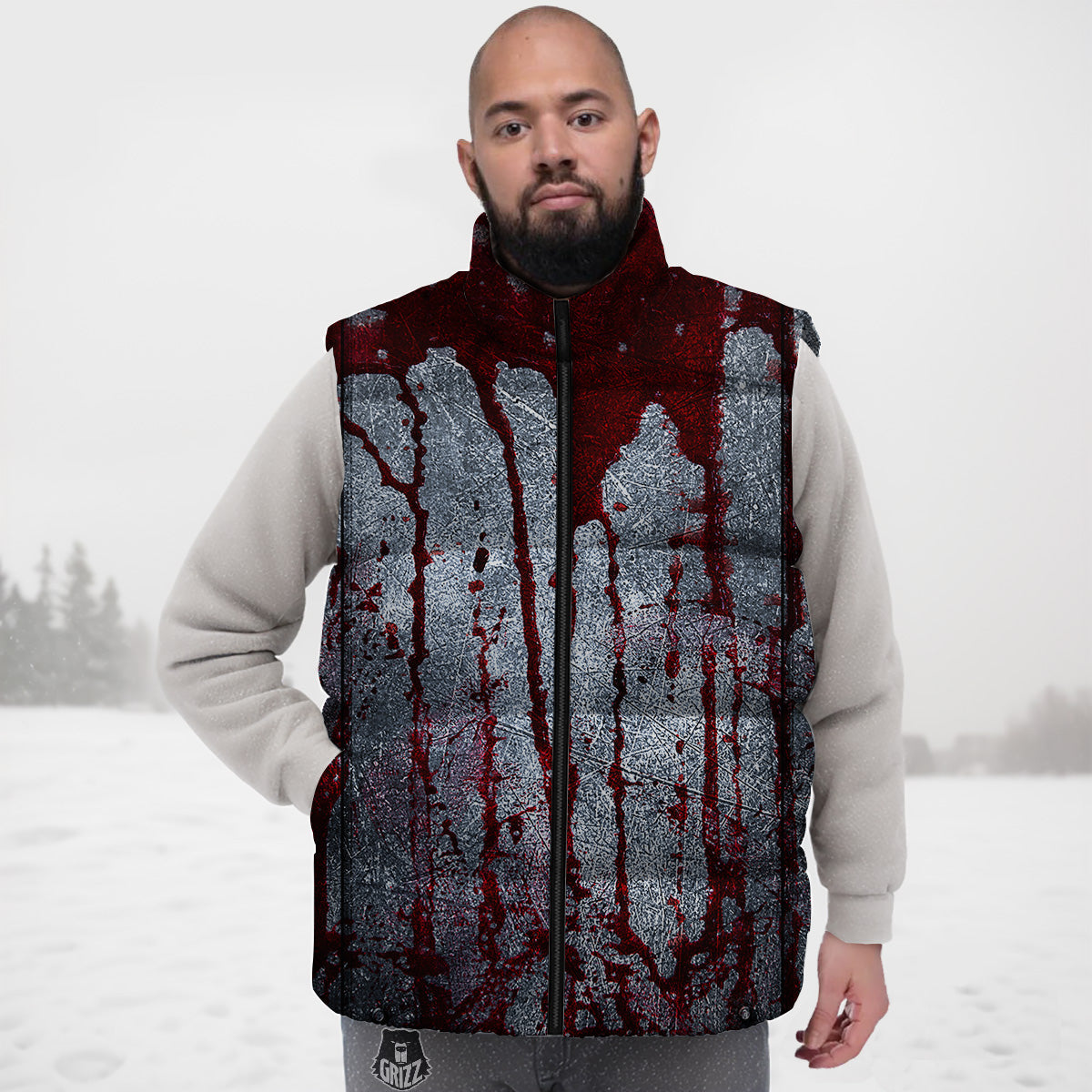 Bloody Metal Wall Print Down Vest