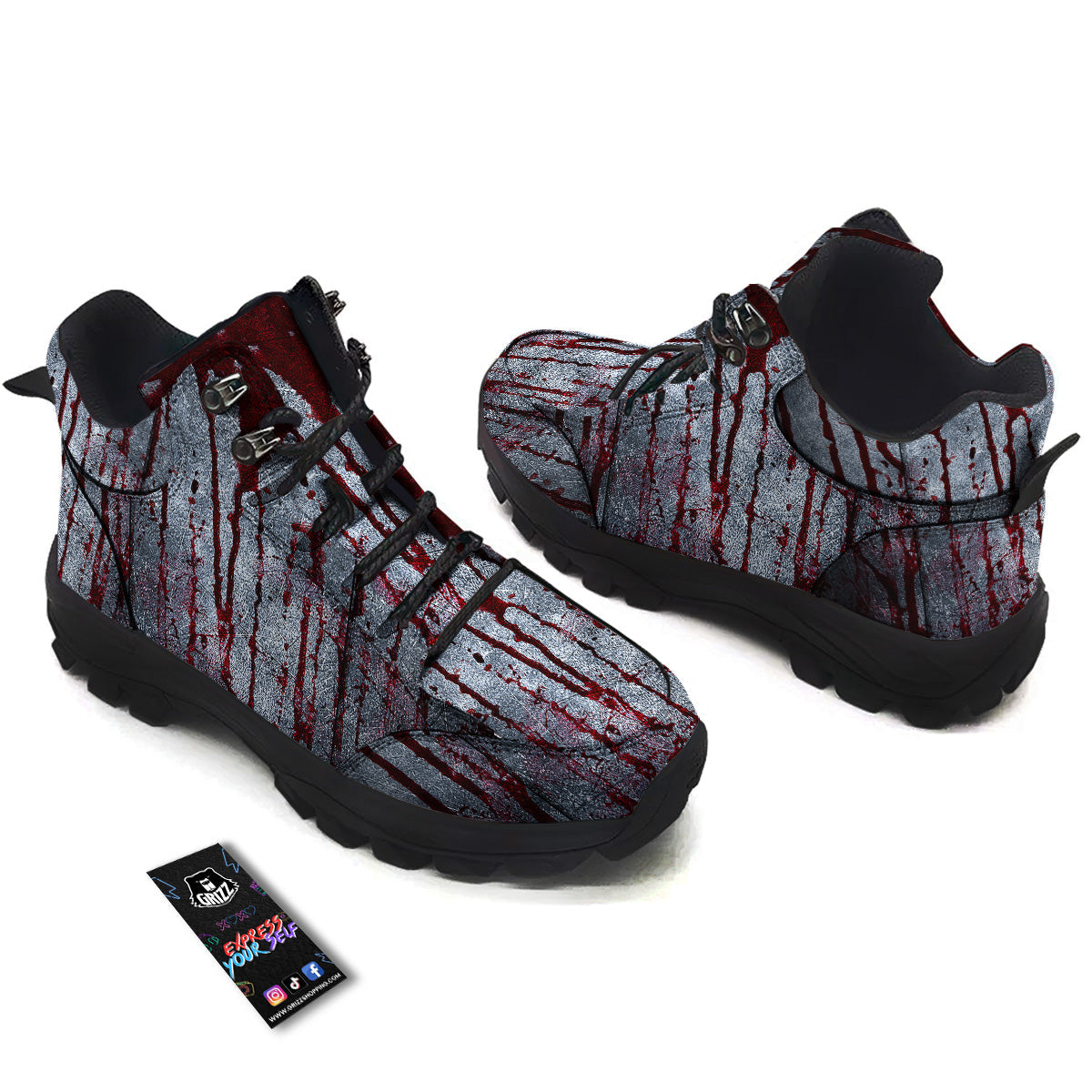 Bloody Metal Wall Print Hiking Shoes-grizzshop