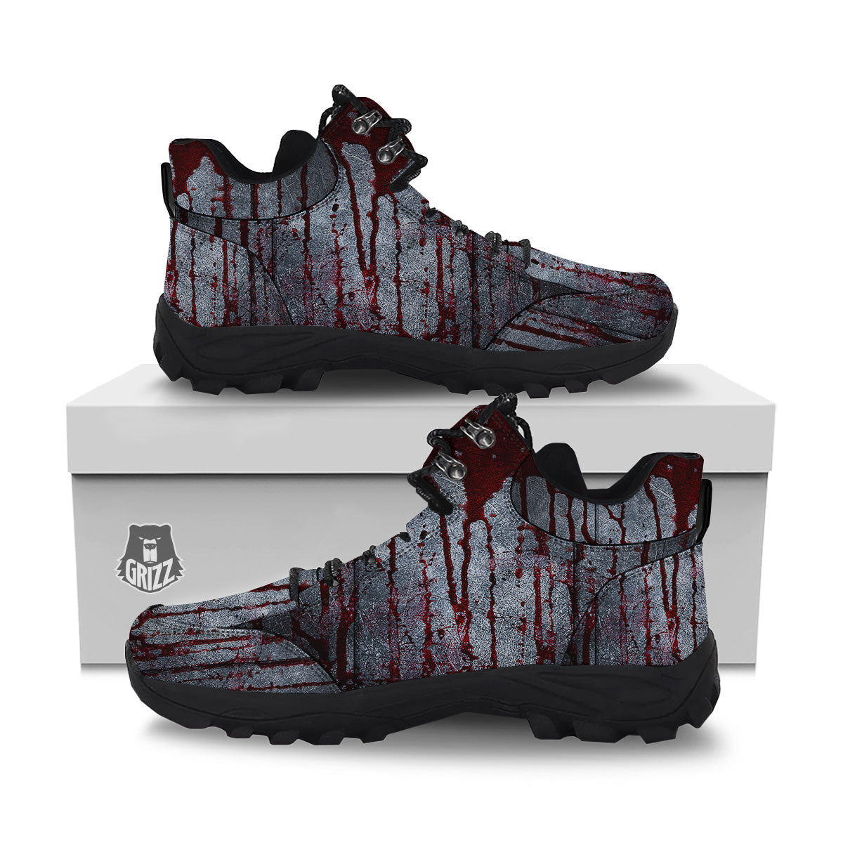 Bloody Metal Wall Print Hiking Shoes-grizzshop