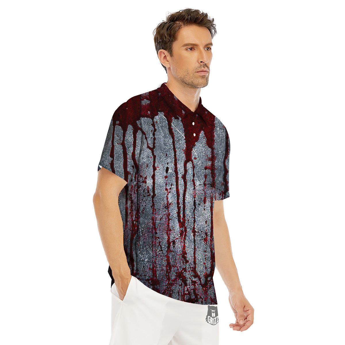 Bloody Metal Wall Print Men's Golf Shirts-grizzshop
