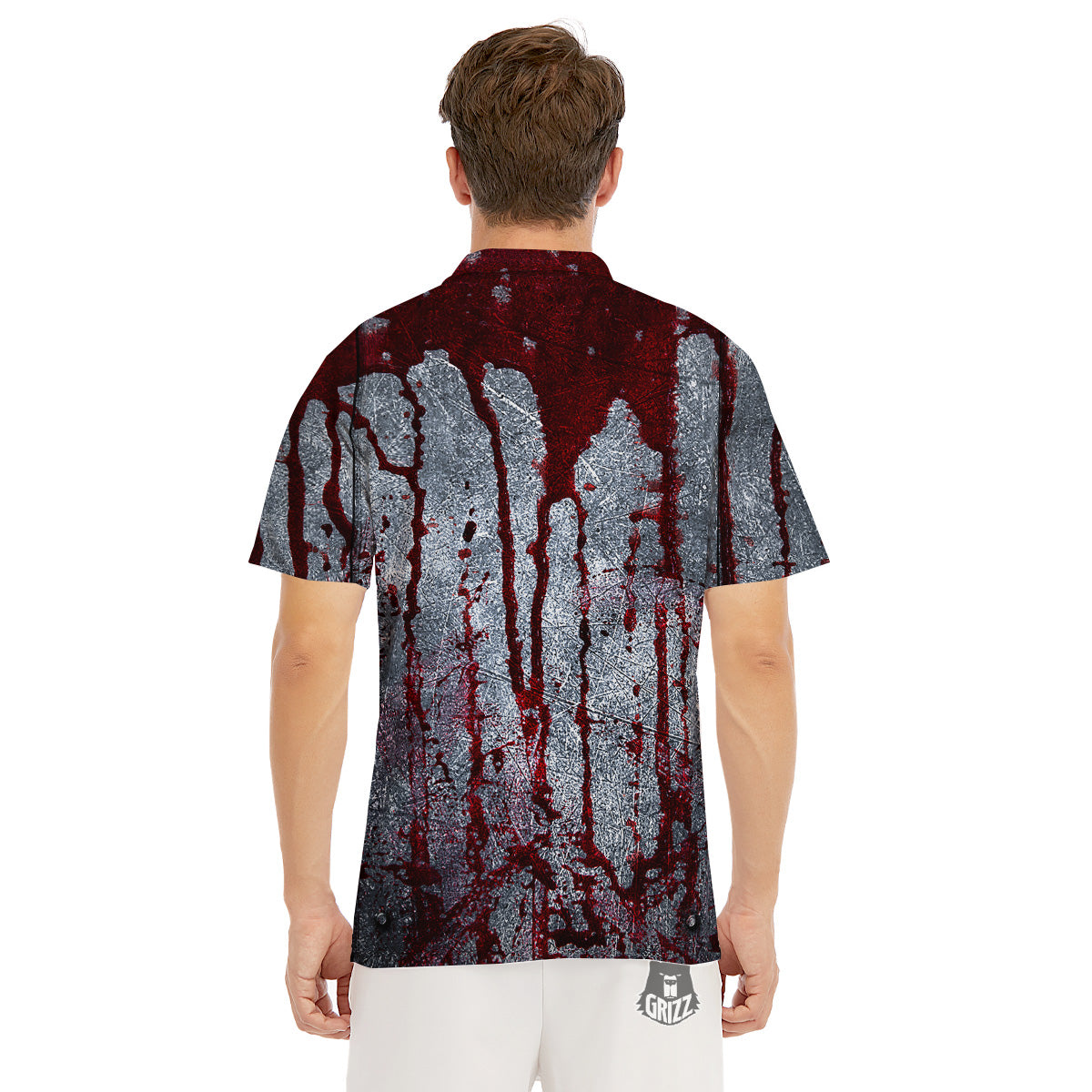 Bloody Metal Wall Print Men's Golf Shirts-grizzshop