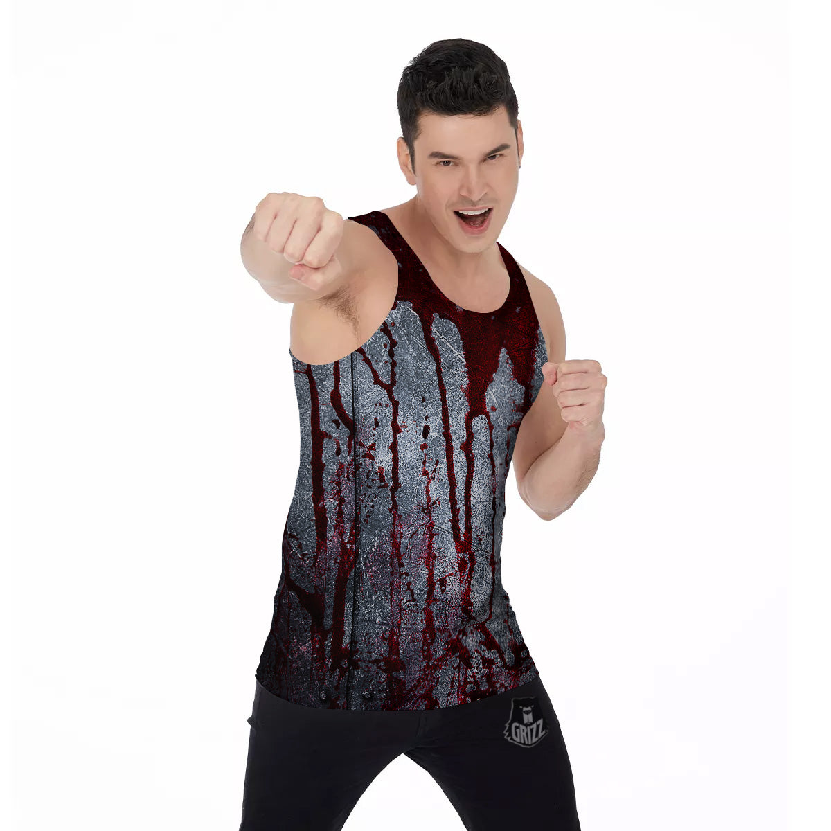 Bloody Metal Wall Print Men's Tank Top-grizzshop