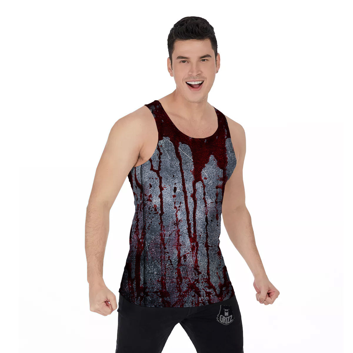 Bloody Metal Wall Print Men's Tank Top-grizzshop