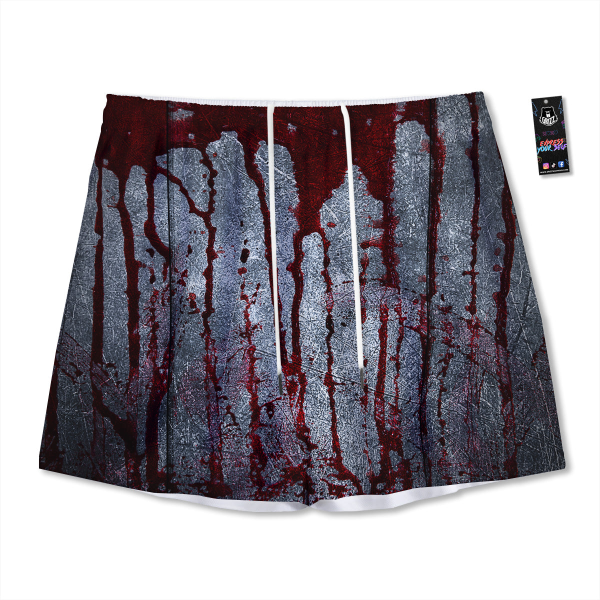 Blood Drip Print Mesh Shorts