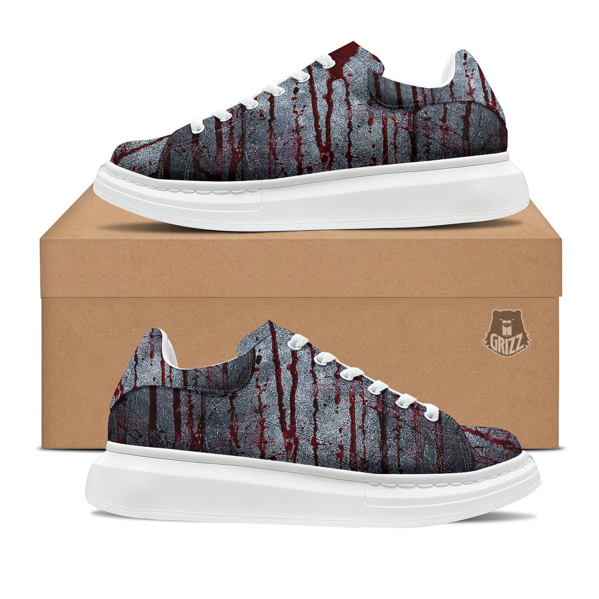 Bloody Metal Wall Print Platform Shoes-grizzshop