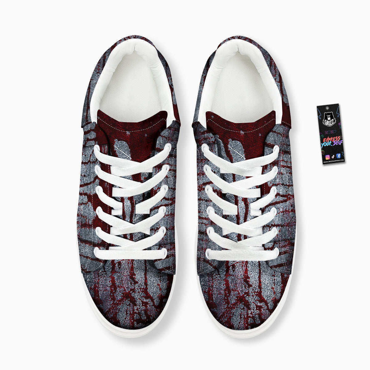 Bloody Metal Wall Print Platform Shoes-grizzshop
