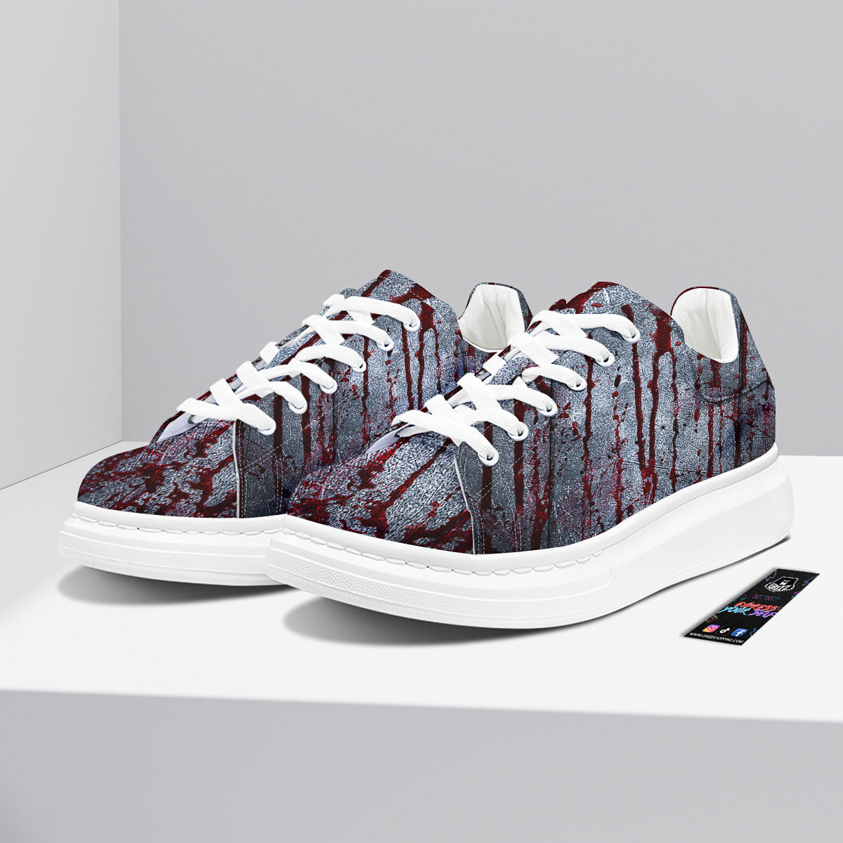 Bloody Metal Wall Print Platform Shoes-grizzshop