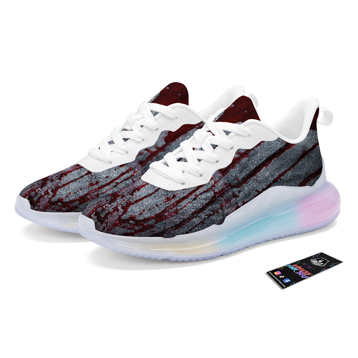 Bloody Metal Wall Print Running Sneakers-grizzshop