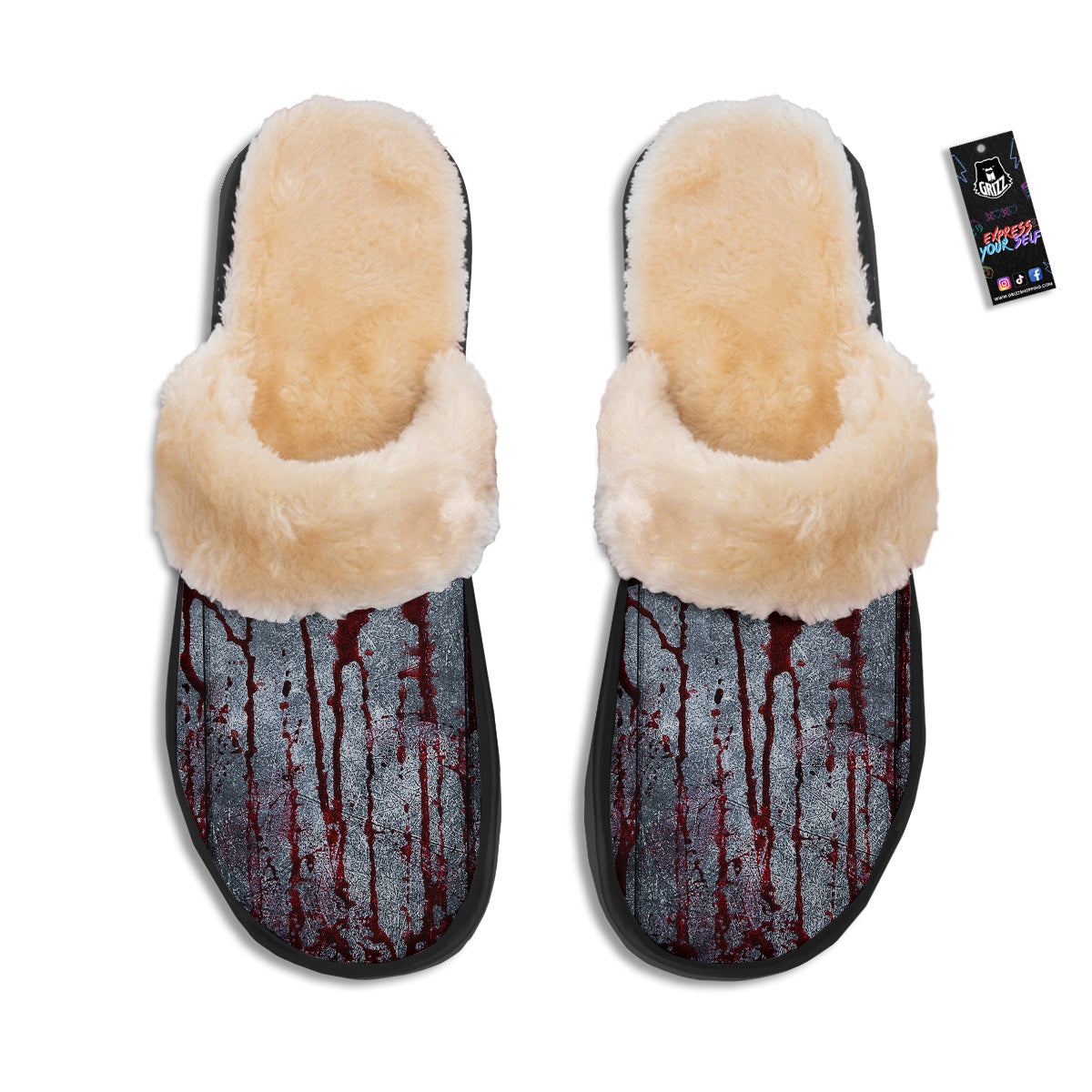 Bloody Metal Wall Print Slippers-grizzshop