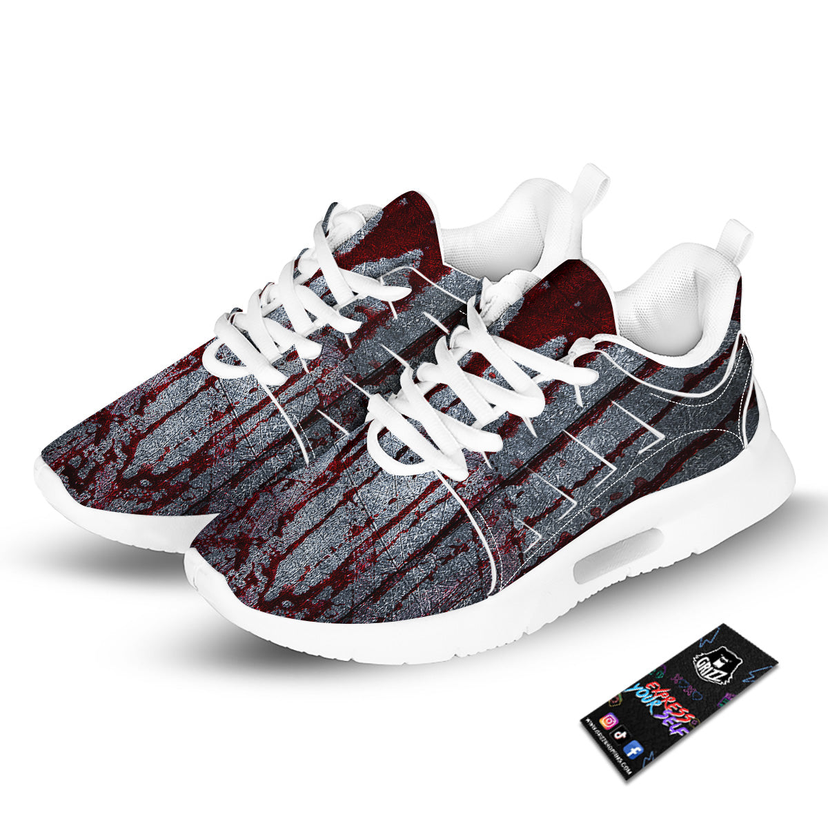 Bloody Metal Wall Print Tennis Shoes-grizzshop