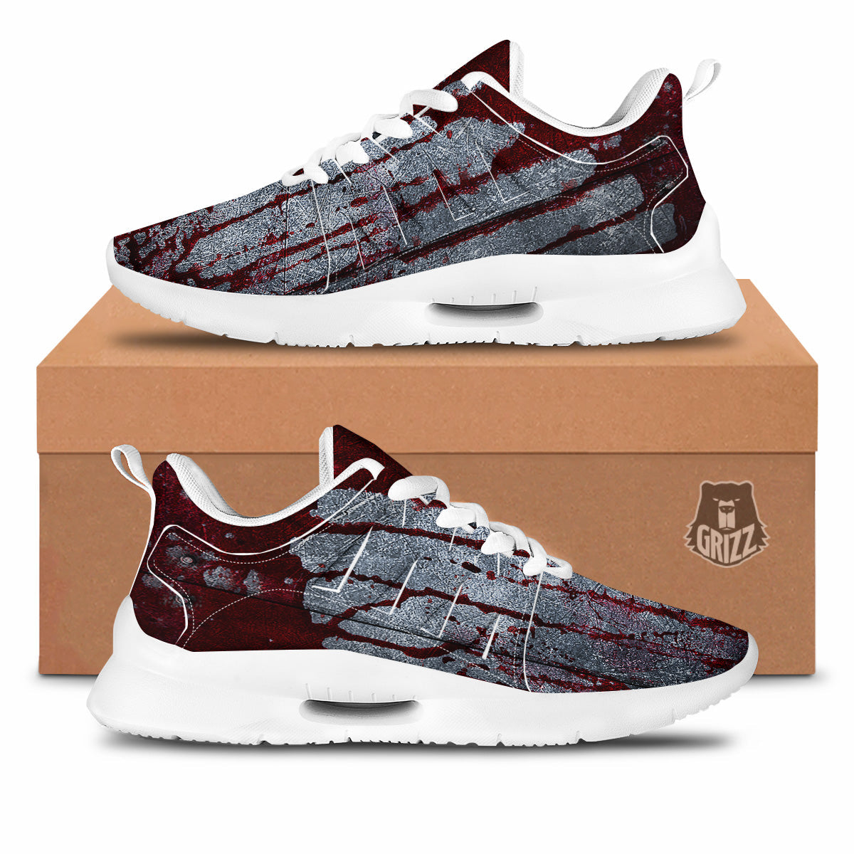 Bloody Metal Wall Print Tennis Shoes-grizzshop