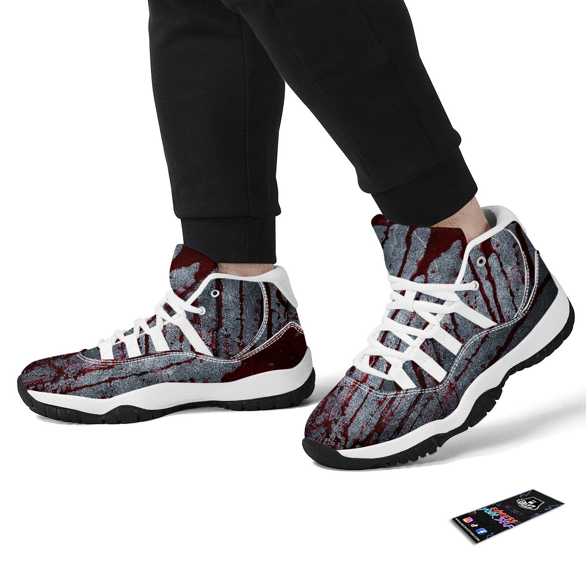 Bloody Metal Wall Print White Bball Shoes-grizzshop