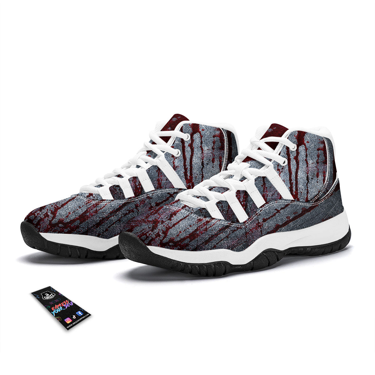 Bloody Metal Wall Print White Bball Shoes-grizzshop