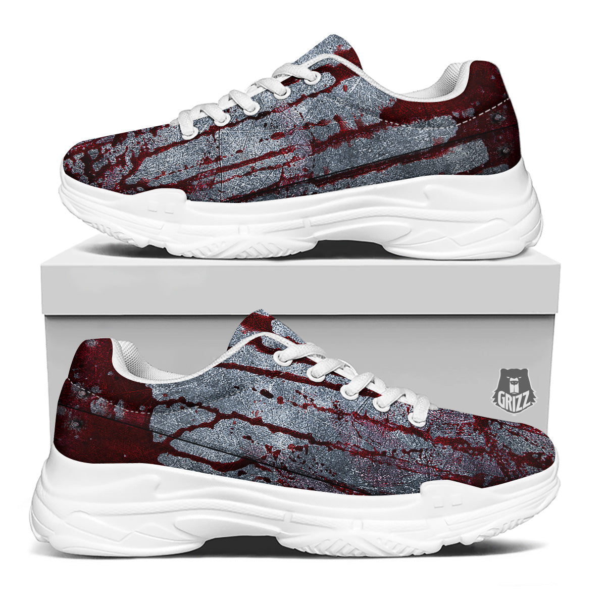 Bloody Metal Wall Print White Chunky Shoes-grizzshop
