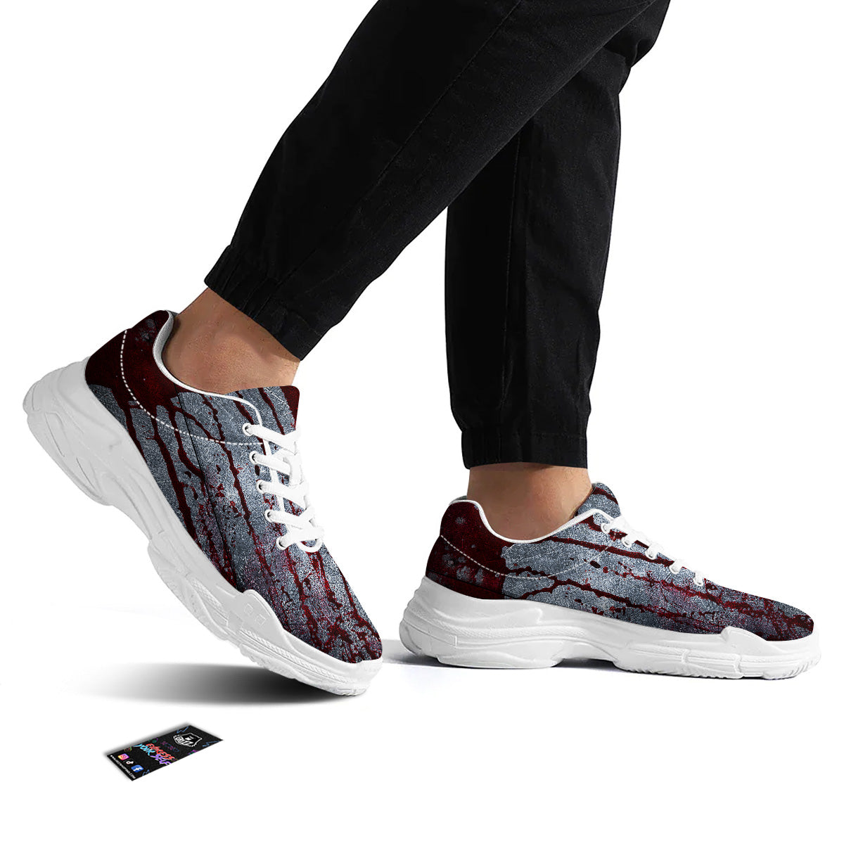Bloody Metal Wall Print White Chunky Shoes-grizzshop