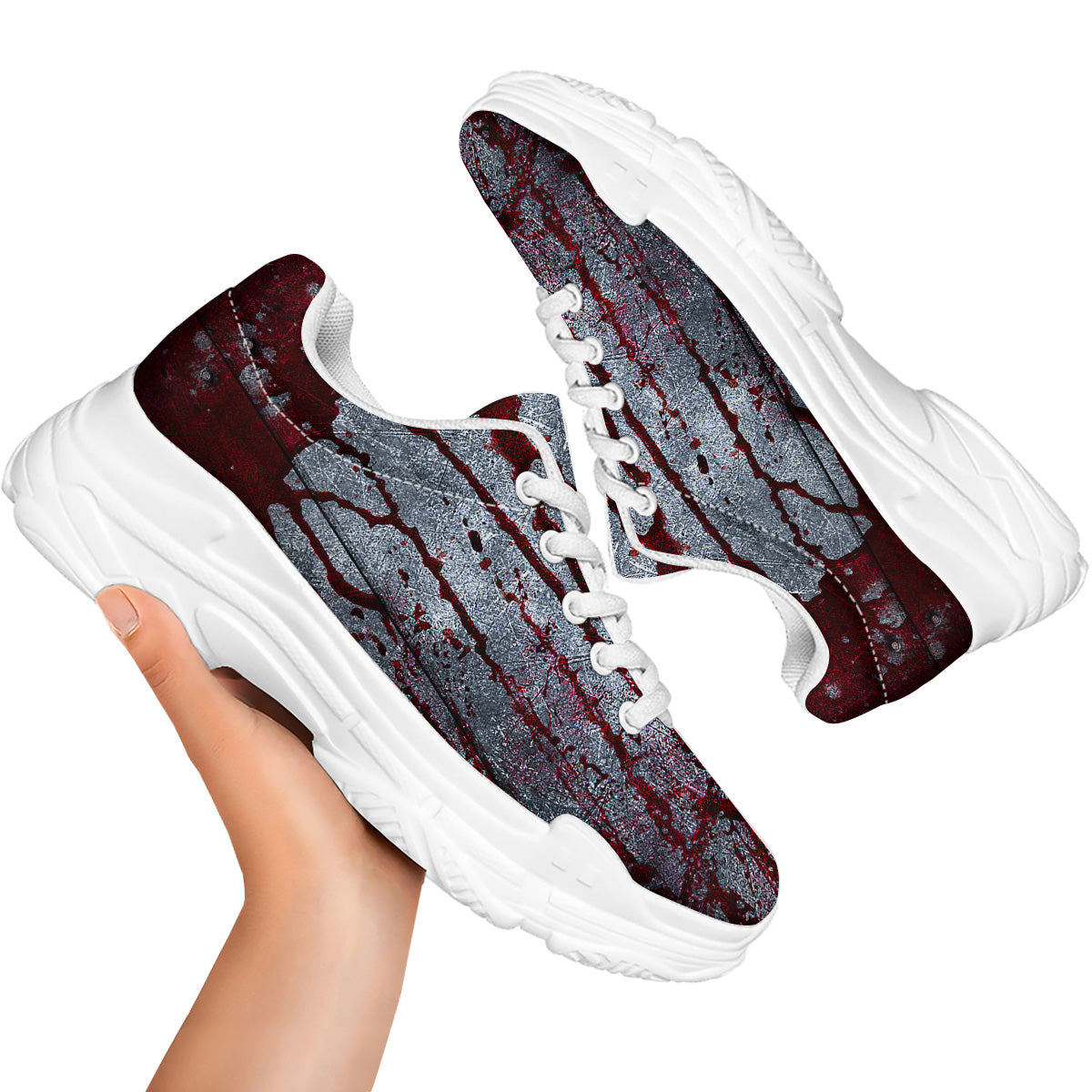 Bloody Metal Wall Print White Chunky Shoes-grizzshop