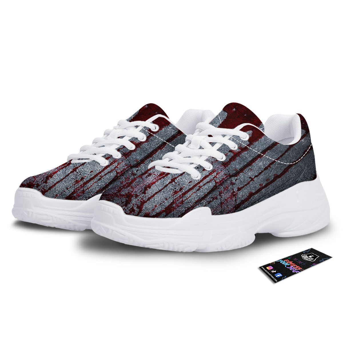 Bloody Metal Wall Print White Chunky Shoes-grizzshop