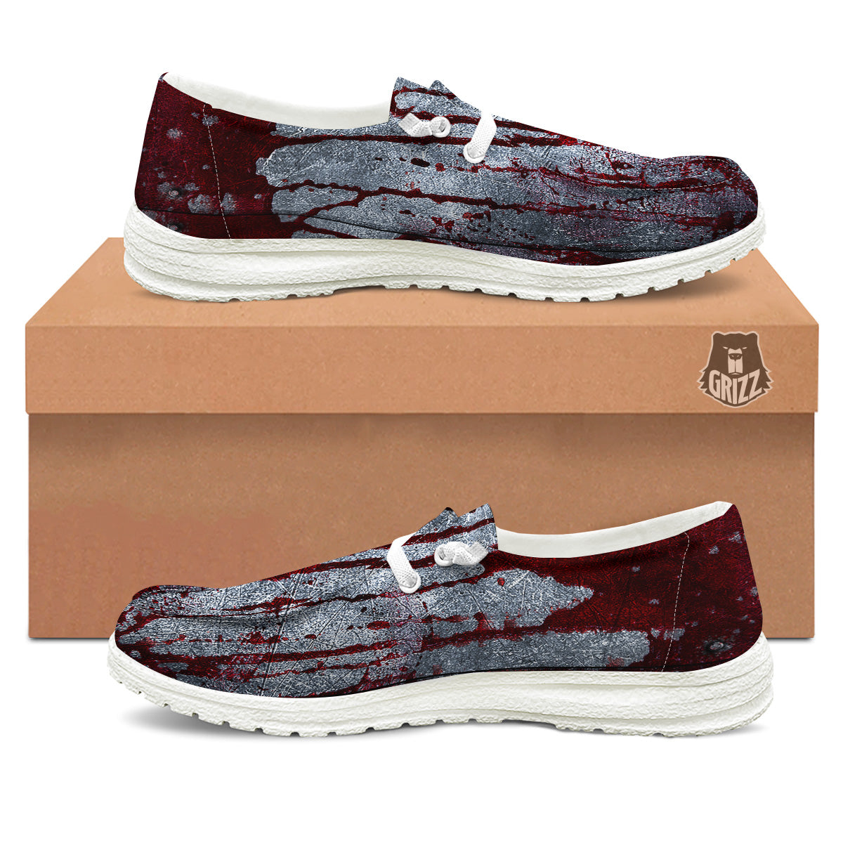 Bloody Metal Wall Print White Loafers-grizzshop