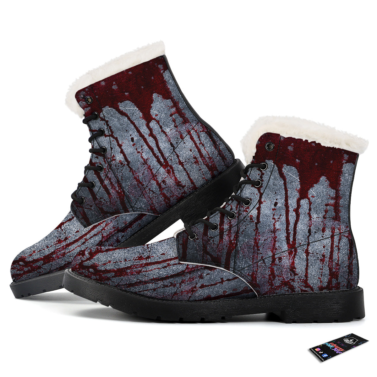 Bloody Metal Wall Print Winter Boots-grizzshop