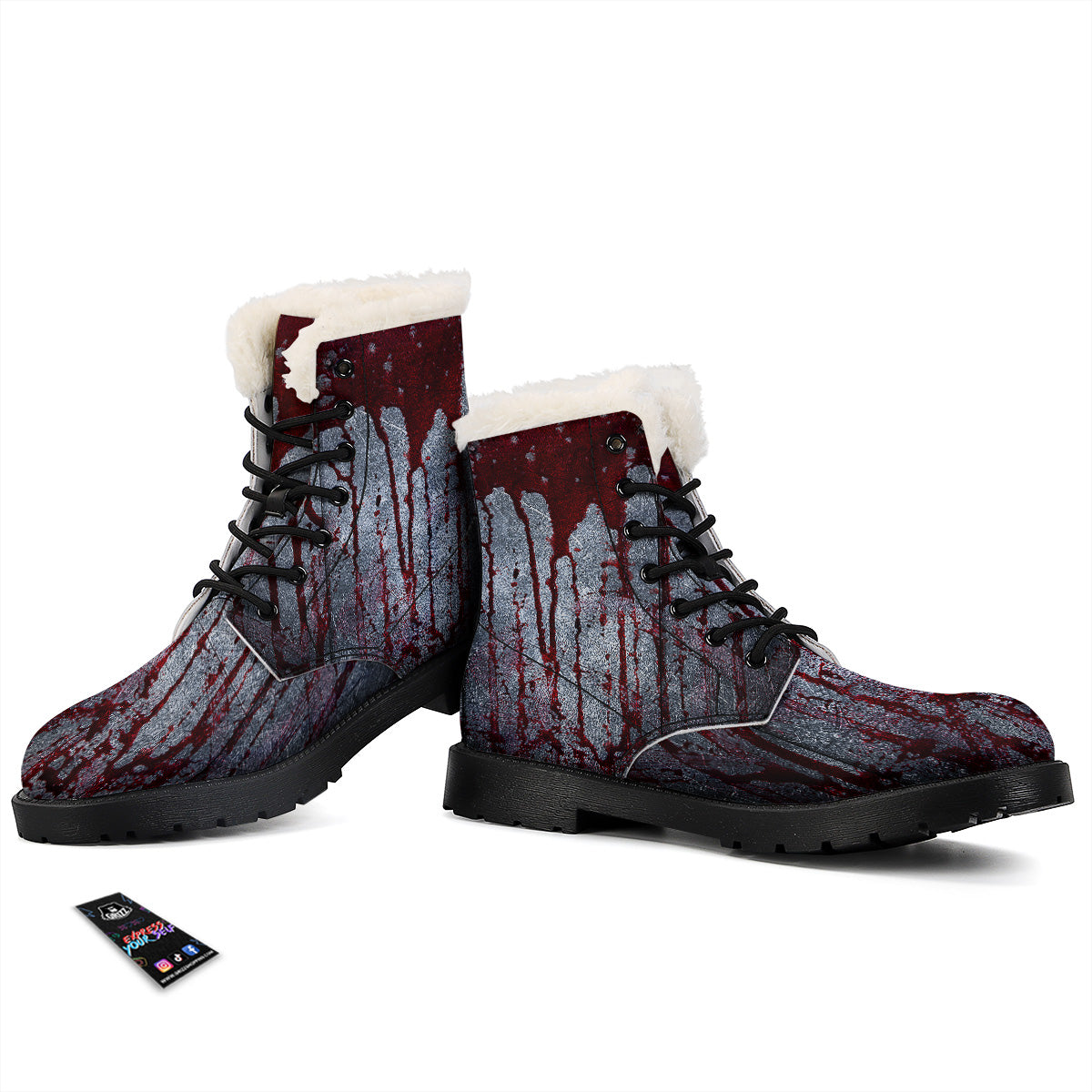 Bloody Metal Wall Print Winter Boots-grizzshop