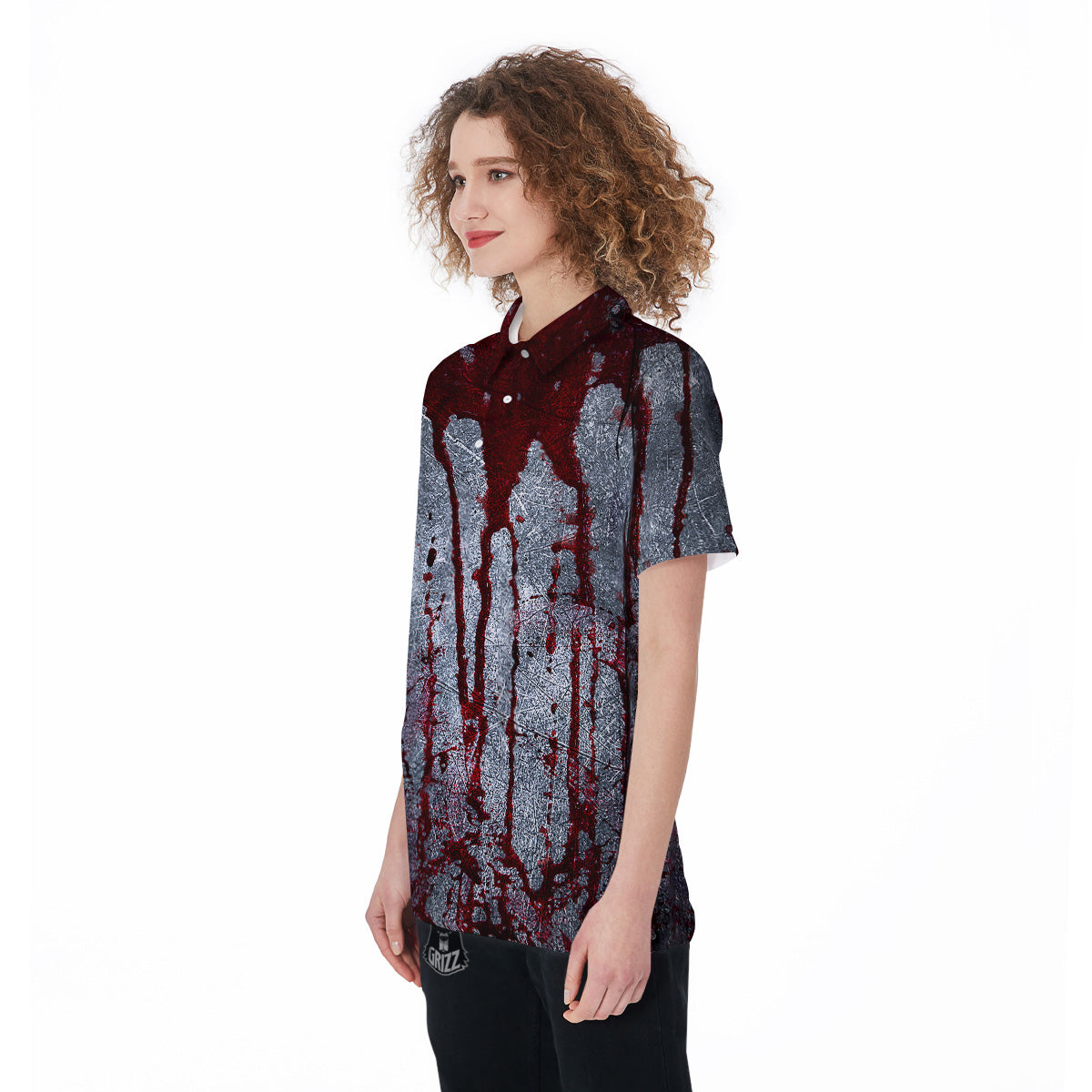 Bloody Metal Wall Print Women's Golf Shirts-grizzshop