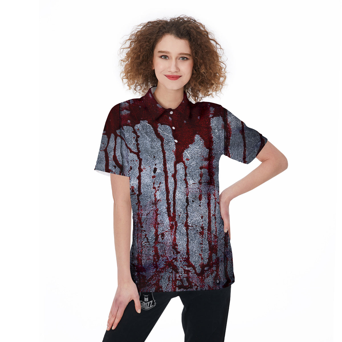 Bloody Metal Wall Print Women's Golf Shirts-grizzshop