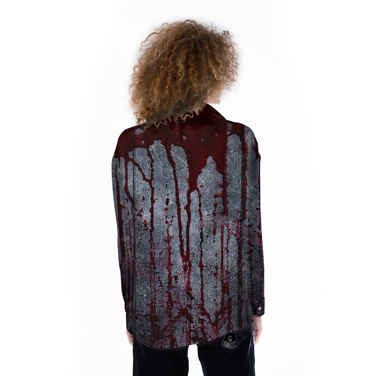 Bloody Metal Wall Print Women's Long Sleeve Shirts-grizzshop