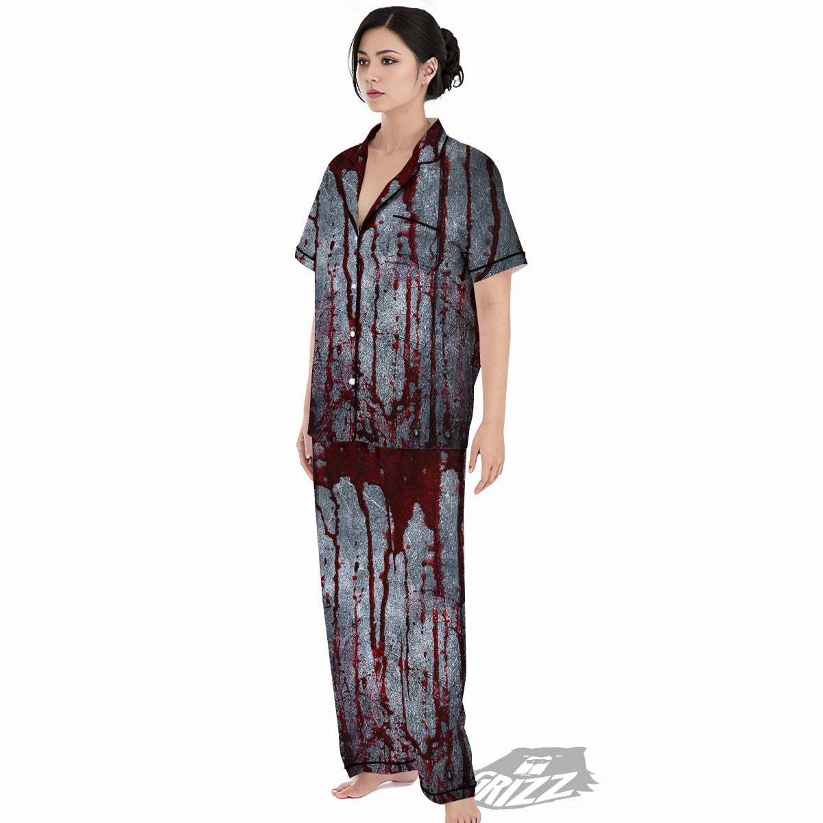 Bloody Metal Wall Print Women's Pajamas Set-grizzshop