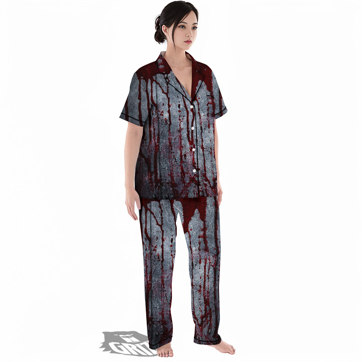 Bloody Metal Wall Print Women's Pajamas Set-grizzshop