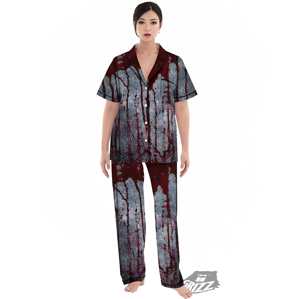 Bloody Metal Wall Print Women's Pajamas Set-grizzshop