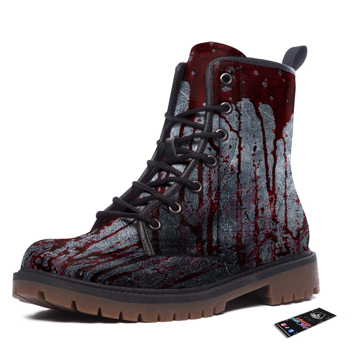 Bloody Metal Wall Print Work Boots-grizzshop