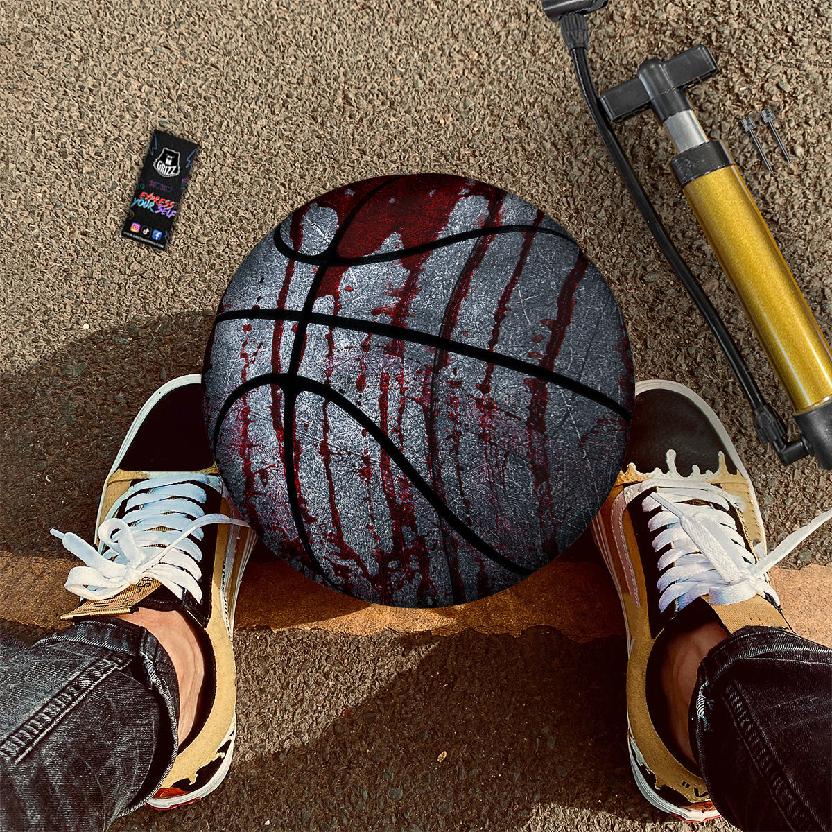 Bloody Metal Wall Print Basketball