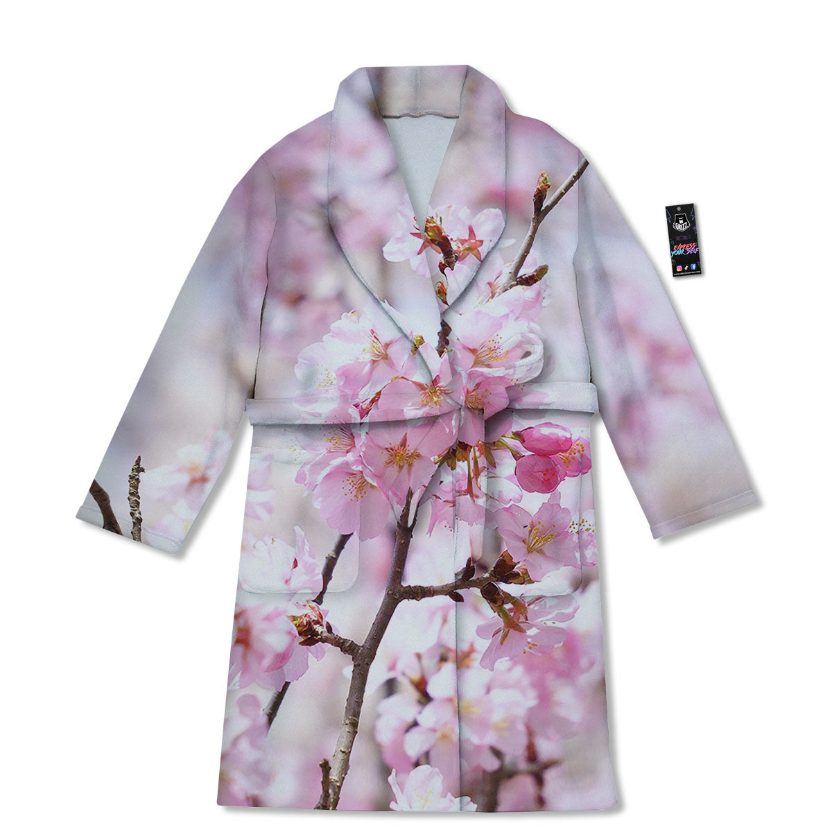Blossom Spring Cherry Print Bathrobe-grizzshop