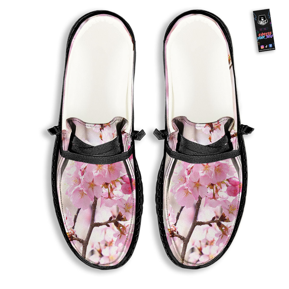 Blossom Spring Cherry Print Black Loafers – Grizzshopping