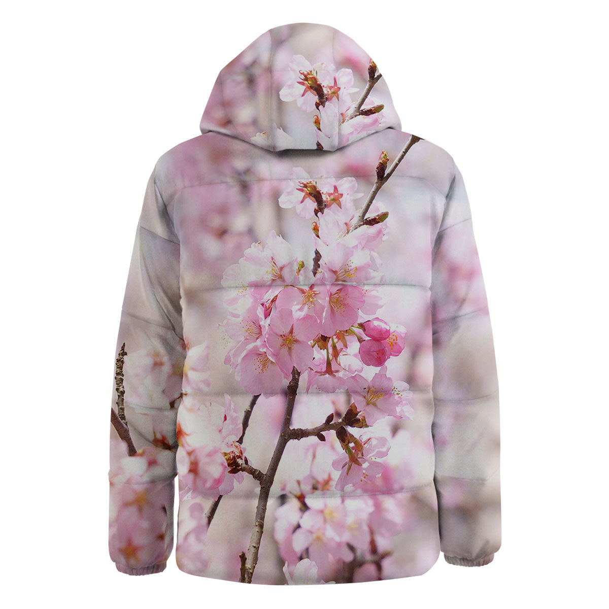 Blossom Spring Cherry Print Down Jacket-grizzshop