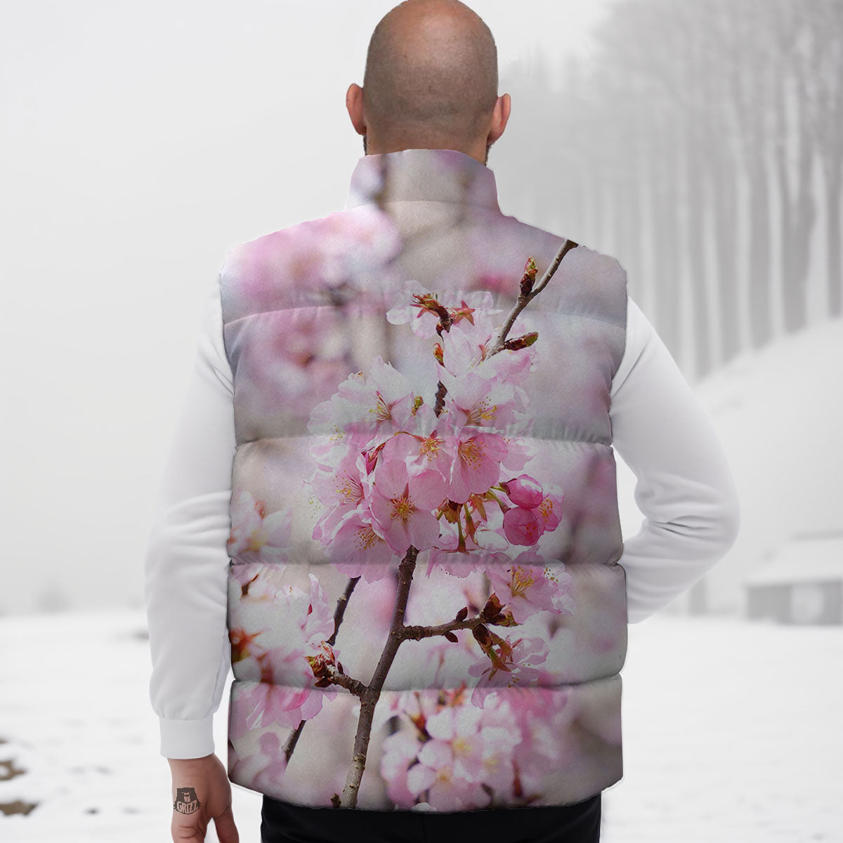 Blossom Spring Cherry Print Down Vest